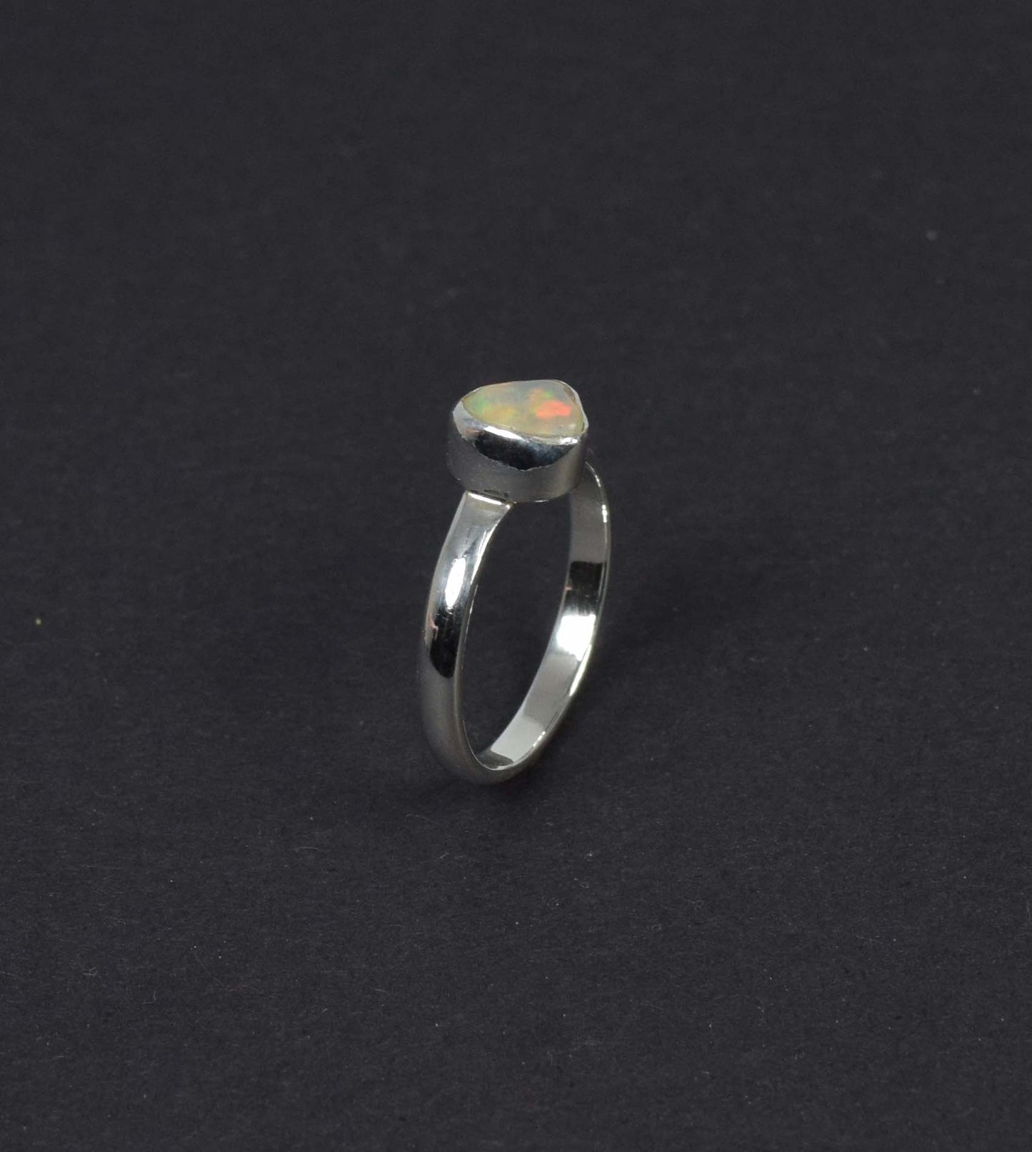 925 Solid Sterling Silver Natural Rough Ethiopian Opal Ring - 2.4 Grams