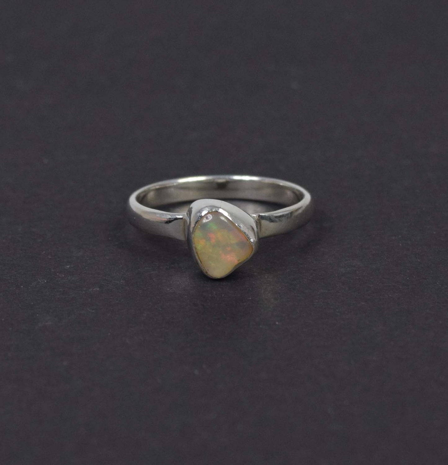 925 Solid Sterling Silver Natural Rough Ethiopian Opal Ring - 2.4 Grams