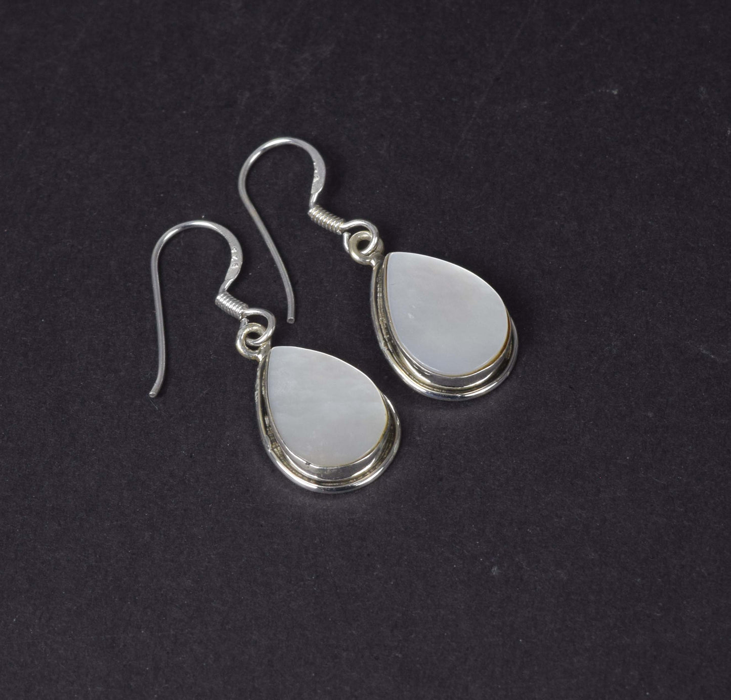 925 Solid Sterling Silver Mother Of Pearl Hook Earring-1.2 Inch