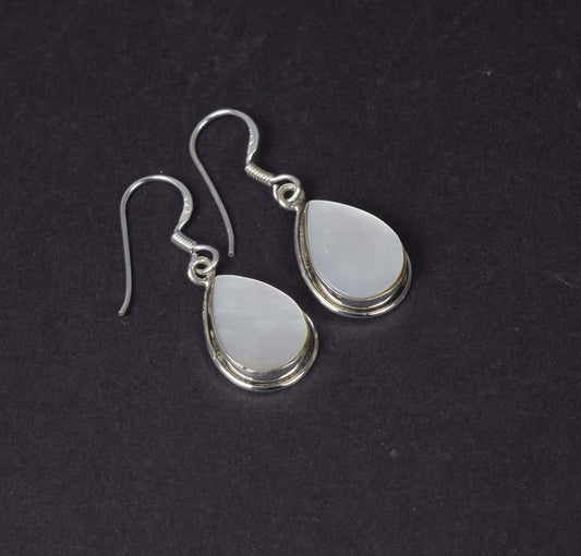 925 Solid Sterling Silver Mother Of Pearl Hook Earring-1.2 Inch
