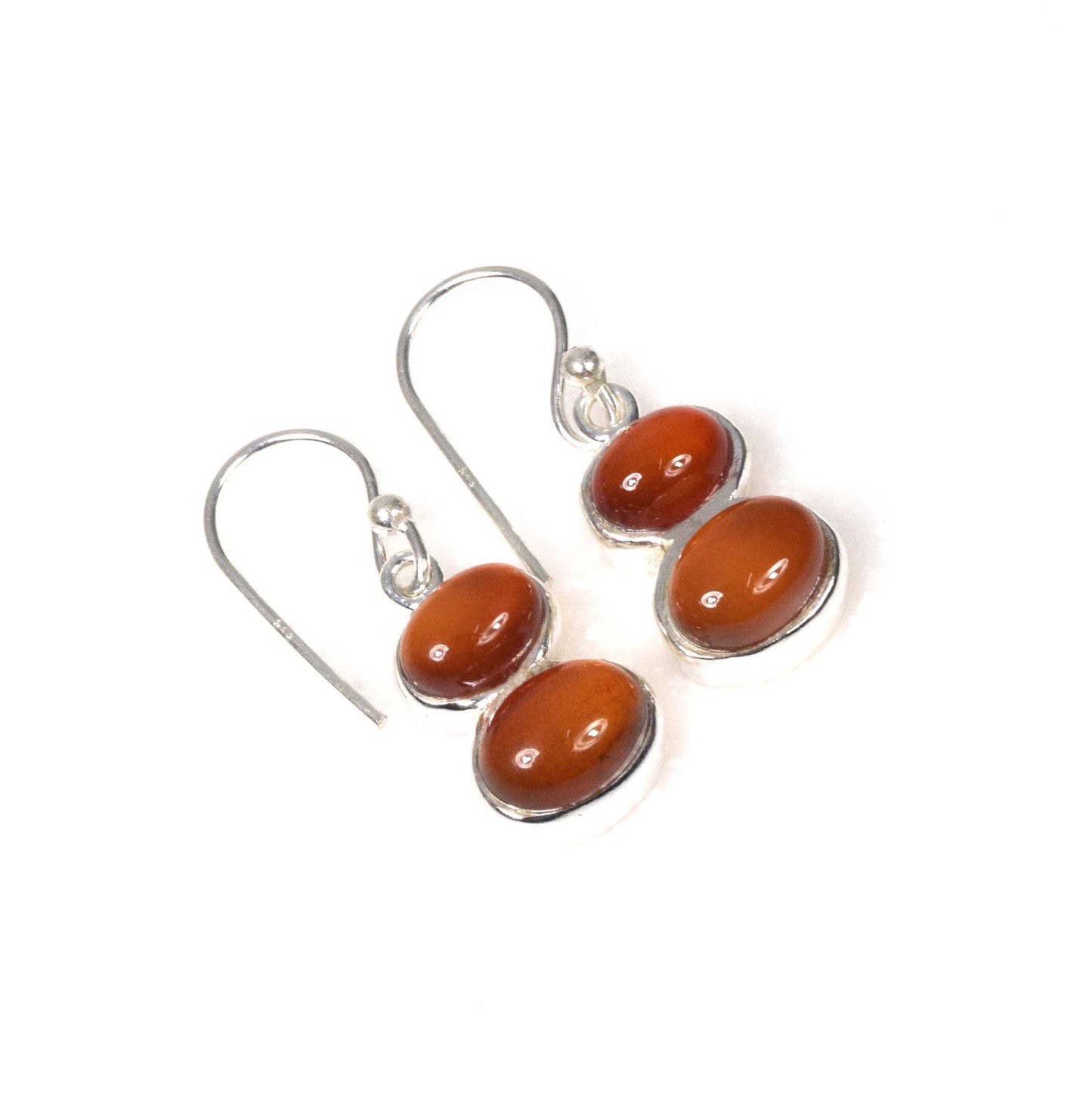 925 Solid Sterling Silver Red Carnelian Hook Earring-1 Inch
