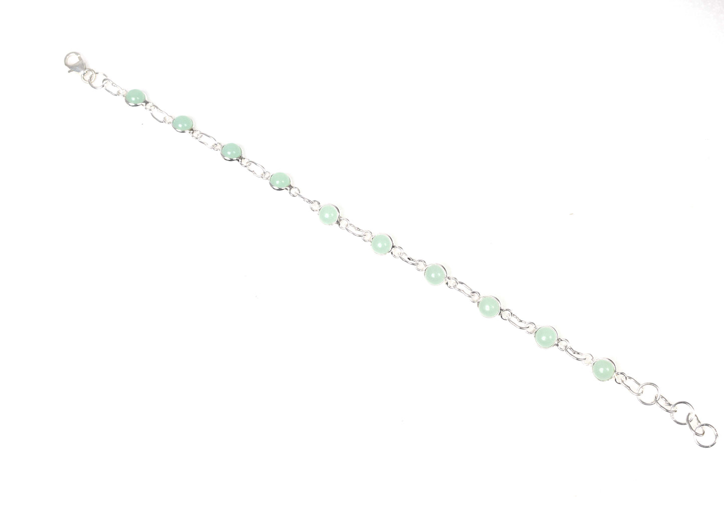 925 Solid Sterling Silver Aqua Chalcedony HANDMADE BRACELET-7.5 Inch