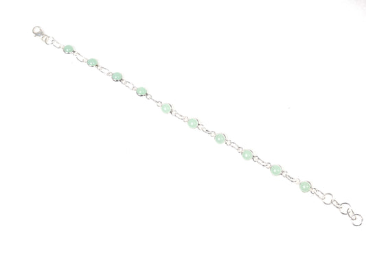 925 Solid Sterling Silver Aqua Chalcedony HANDMADE BRACELET-7.5 Inch