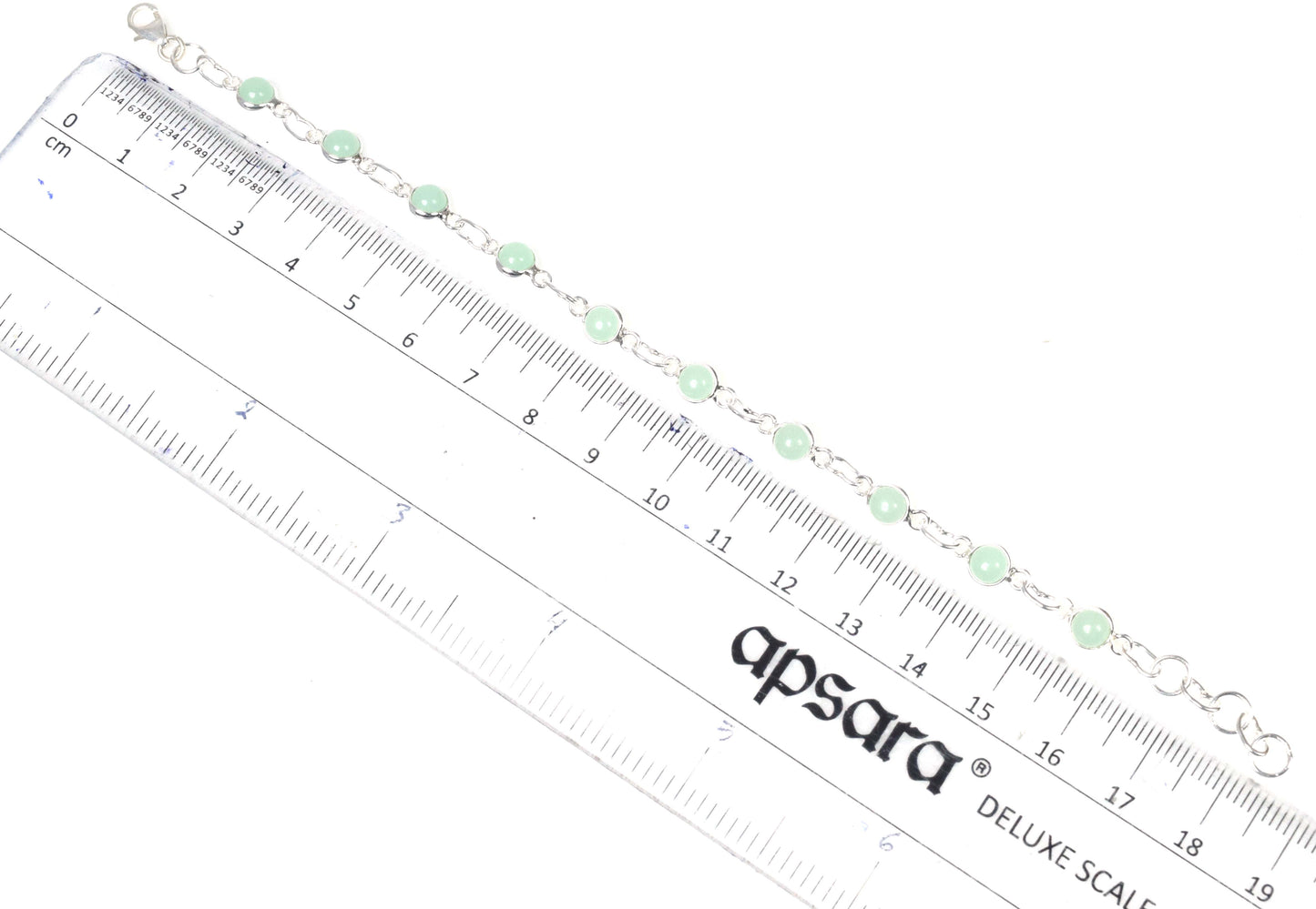 925 Solid Sterling Silver Aqua Chalcedony HANDMADE BRACELET-7.5 Inch
