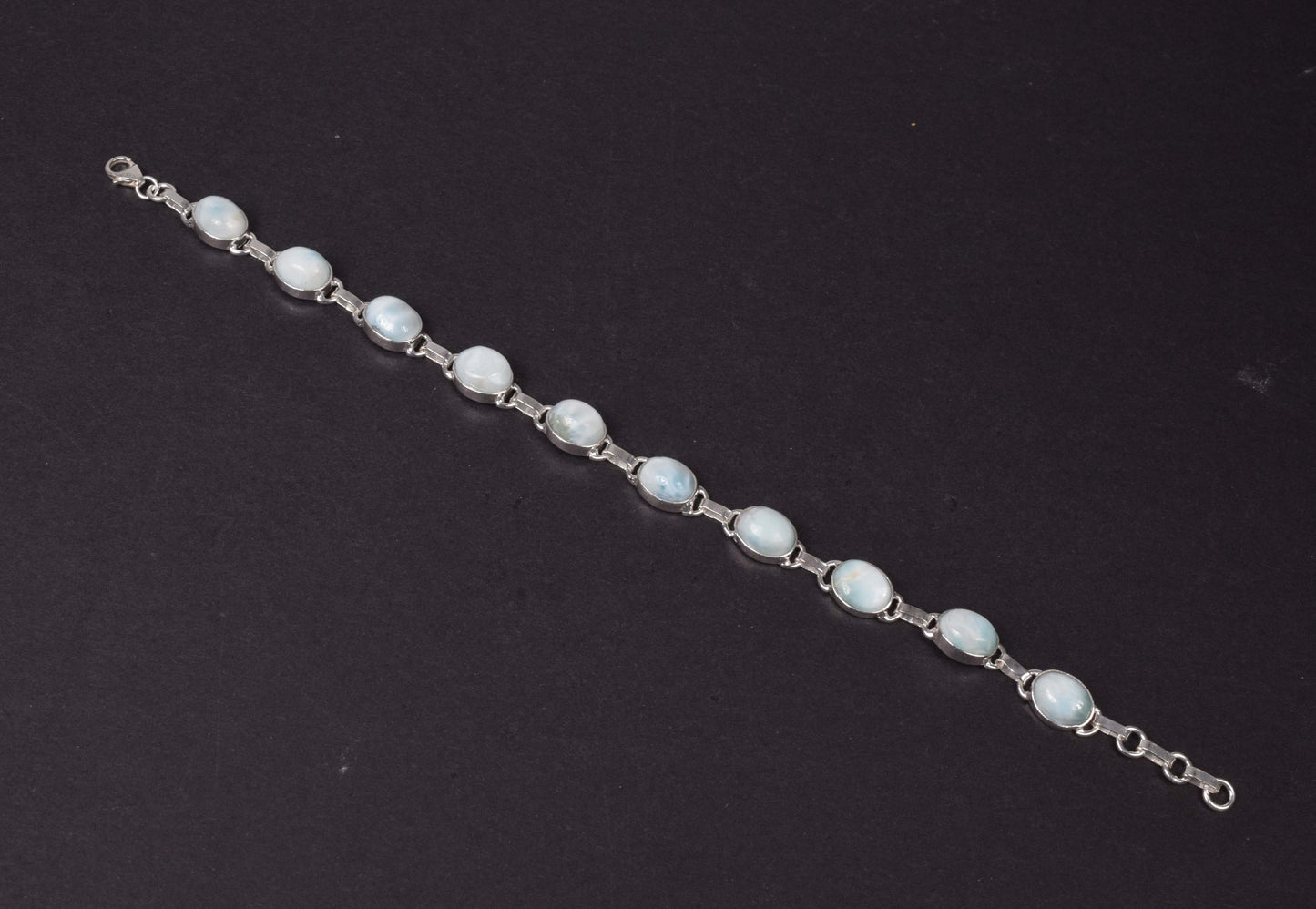 925 Solid Sterling Silver Blue Larimar HANDMADE BRACELET-8.2 Inch