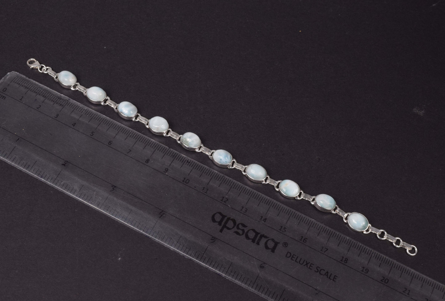 925 Solid Sterling Silver Blue Larimar HANDMADE BRACELET-8.2 Inch