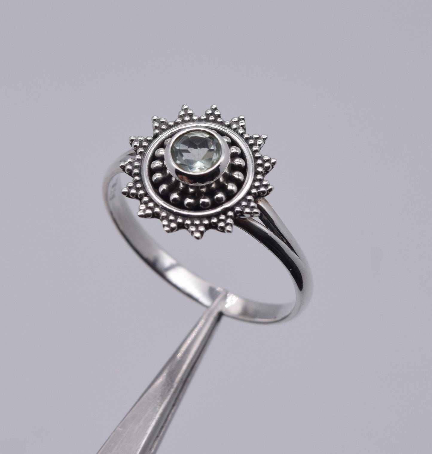 925 Solid Sterling Silver Sun Style Double Line Ring - 3 Grams