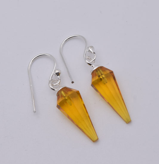 925 Solid Sterling Silver Cut Yellow Citrine Quartz Hook Earring-1.2 Inch