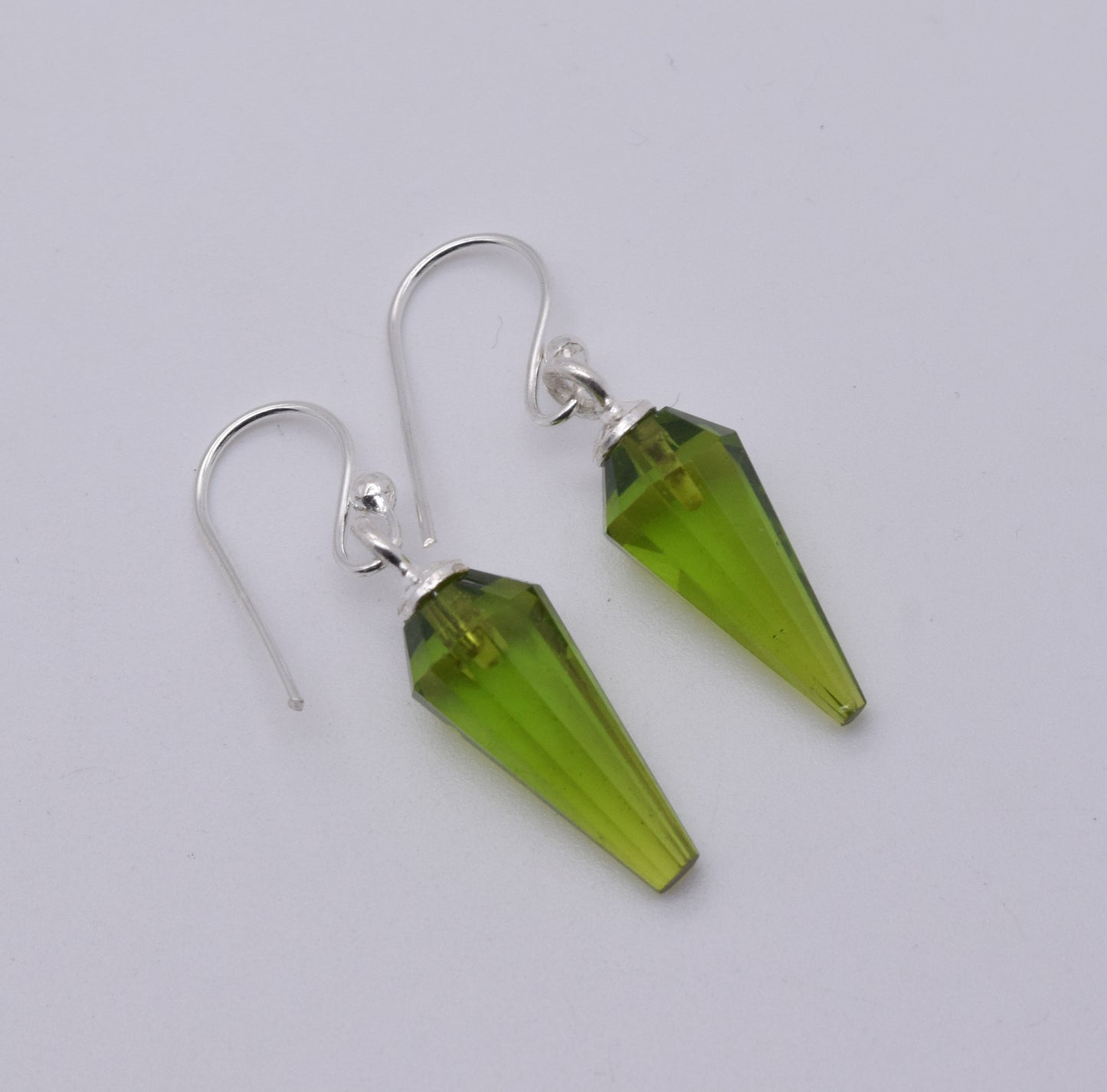 925 Solid Sterling Silver Cut Peridot Quartz Hook Earring-1.2 Inch