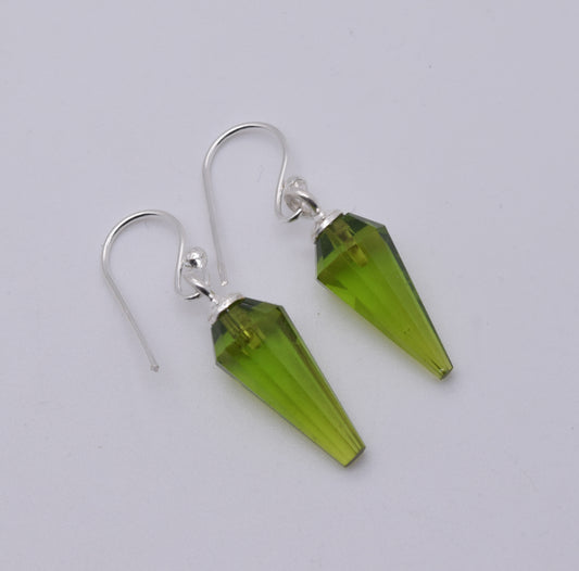 925 Solid Sterling Silver Cut Peridot Quartz Hook Earring-1.2 Inch