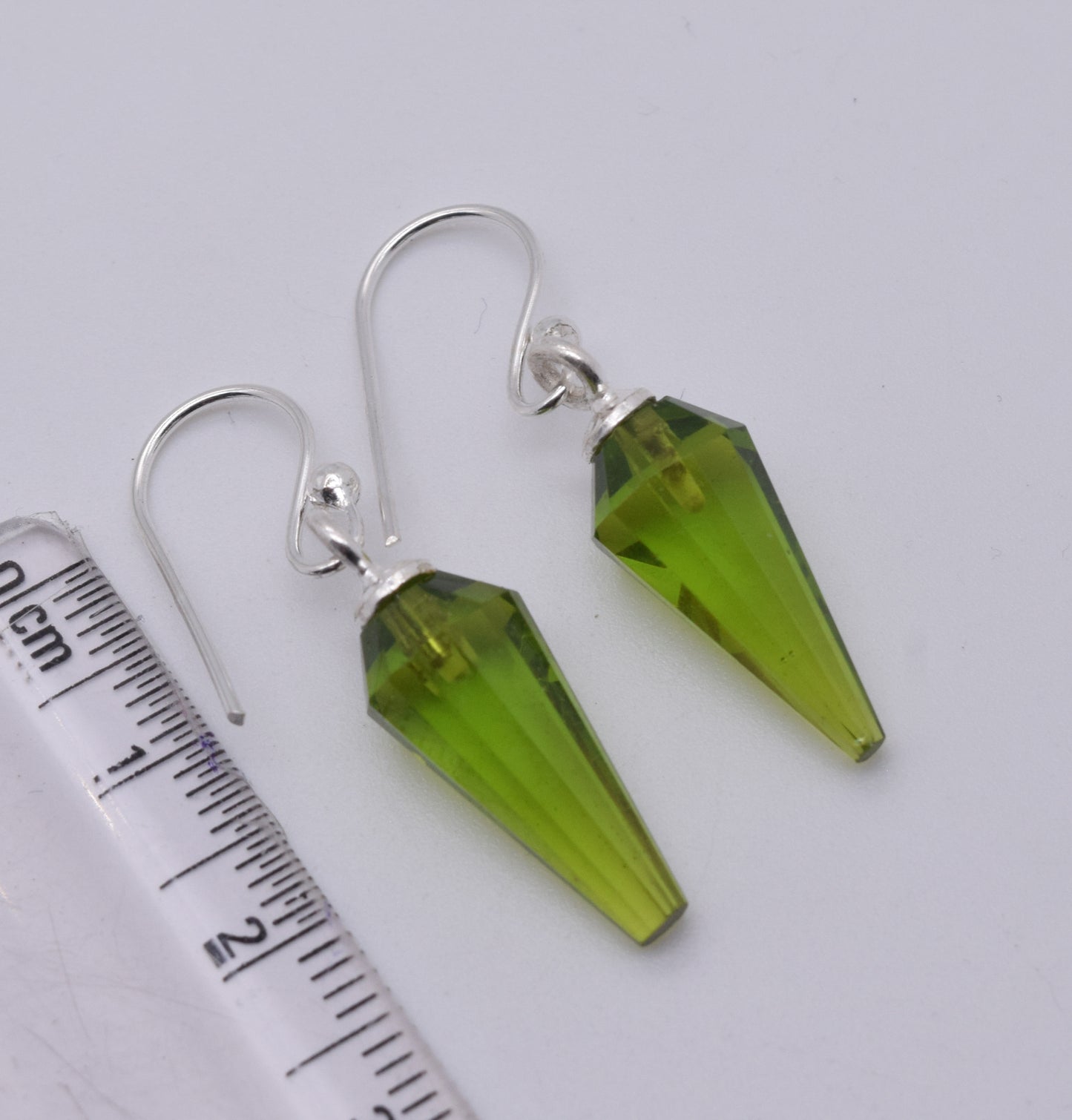 925 Solid Sterling Silver Cut Peridot Quartz Hook Earring-1.2 Inch