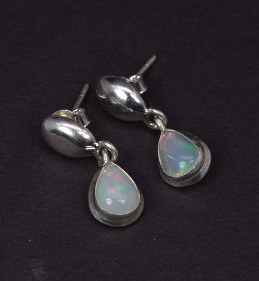 925 Solid Sterling Silver Ethiopian Opal Stud Earring-1 Inch