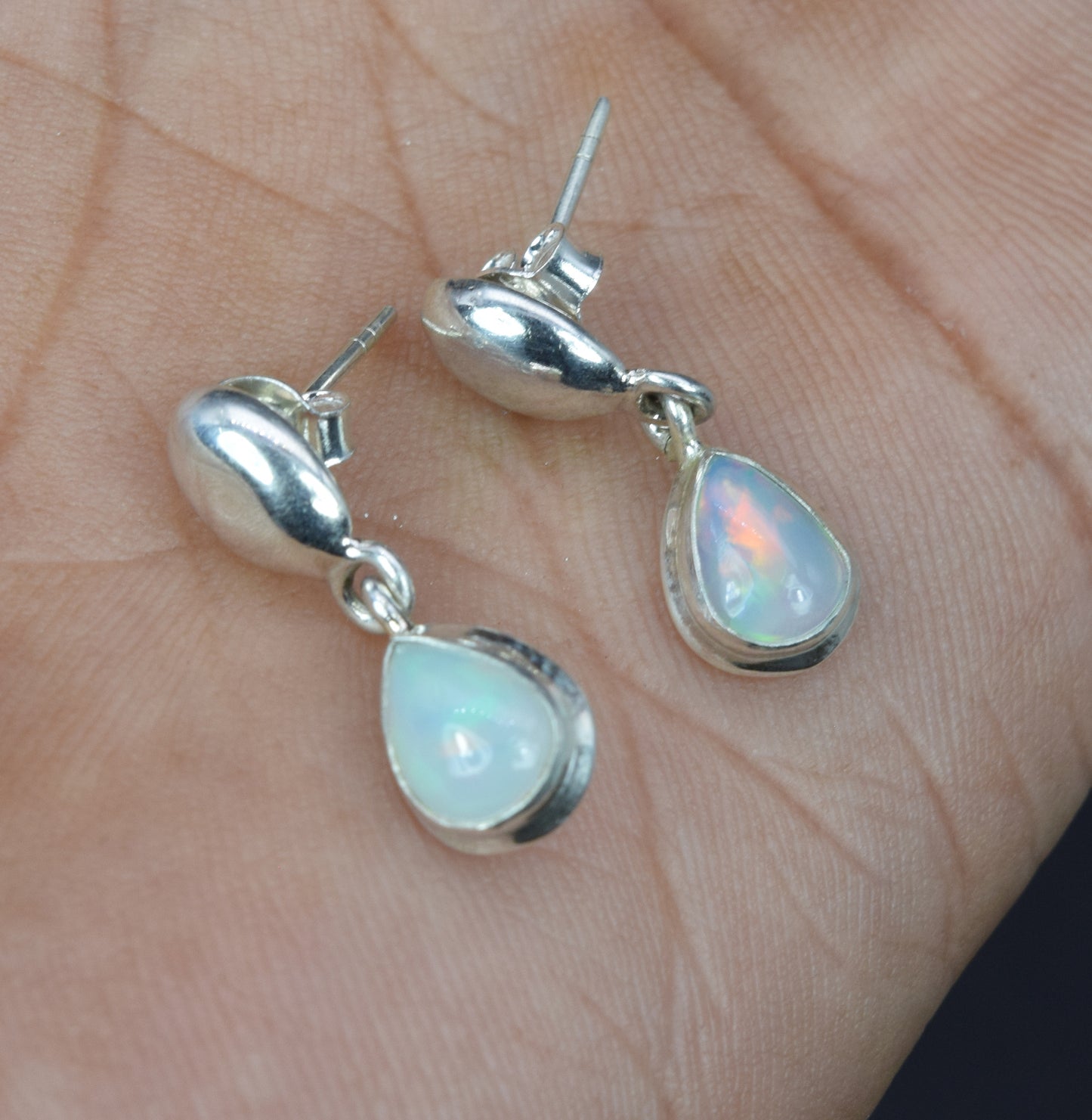 925 Solid Sterling Silver Ethiopian Opal Stud Earring-1 Inch