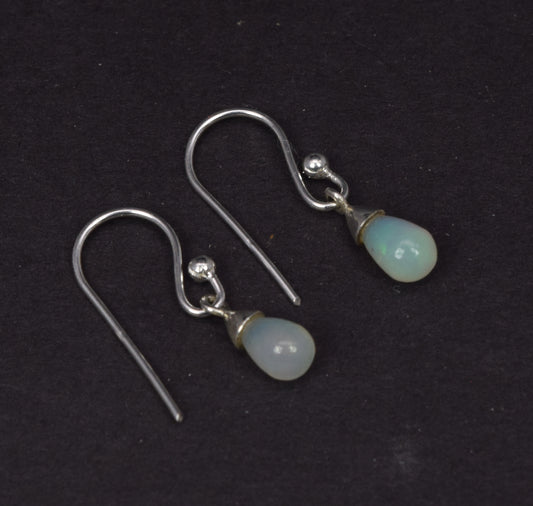 925 Solid Sterling Silver Ethiopian Opal Hook Earring-0.7 Inch