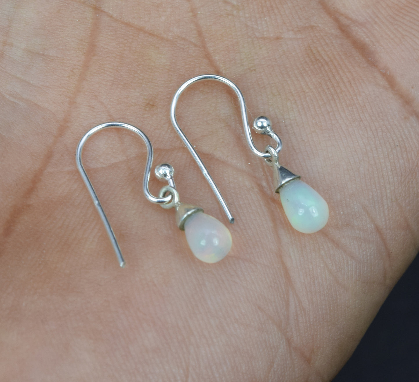 925 Solid Sterling Silver Ethiopian Opal Hook Earring-0.7 Inch
