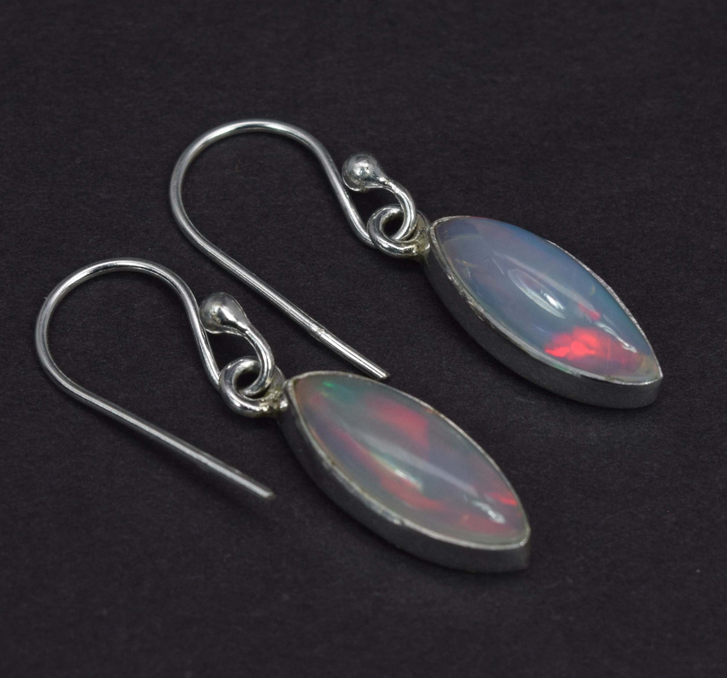 925 Solid Sterling Silver Natural Ethiopian Opal Hook Earring -2.5 Grams