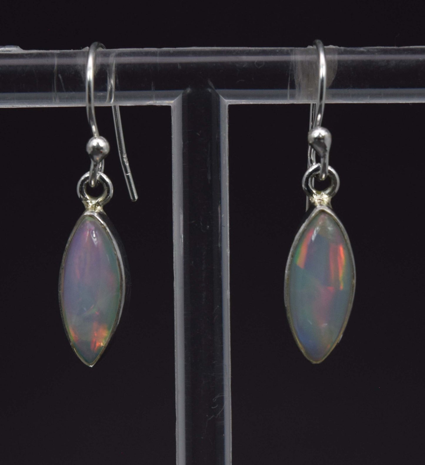 925 Solid Sterling Silver Natural Ethiopian Opal Hook Earring -2.5 Grams