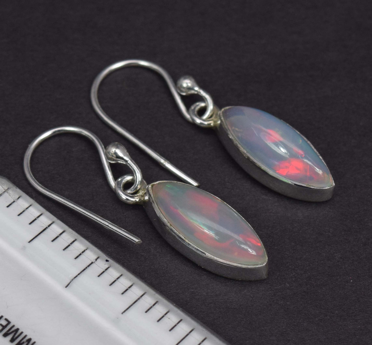 925 Solid Sterling Silver Natural Ethiopian Opal Hook Earring -2.5 Grams