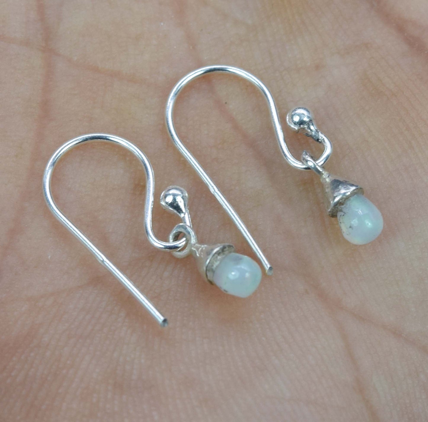 925 Solid Sterling Silver Ethiopian Opal Hook Earring-0.8 Inch