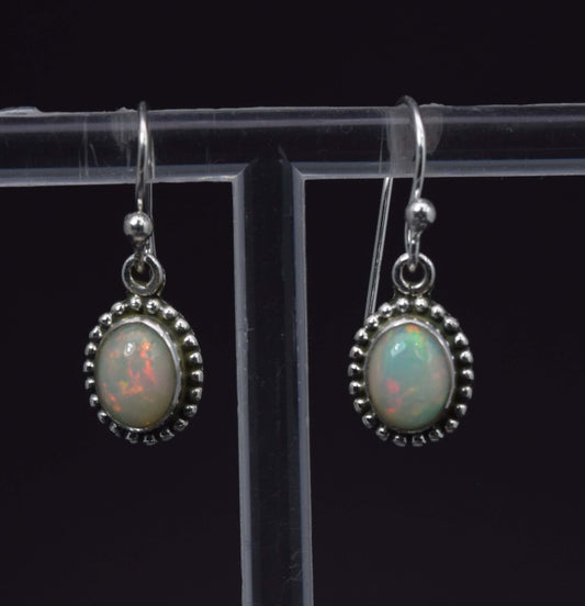 925 Solid Sterling Silver Natural Ethiopian Opal Hook Earring - 2.7 Grams