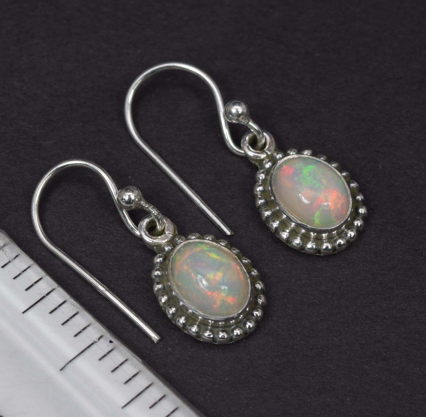 925 Solid Sterling Silver Natural Ethiopian Opal Hook Earring - 2.7 Grams