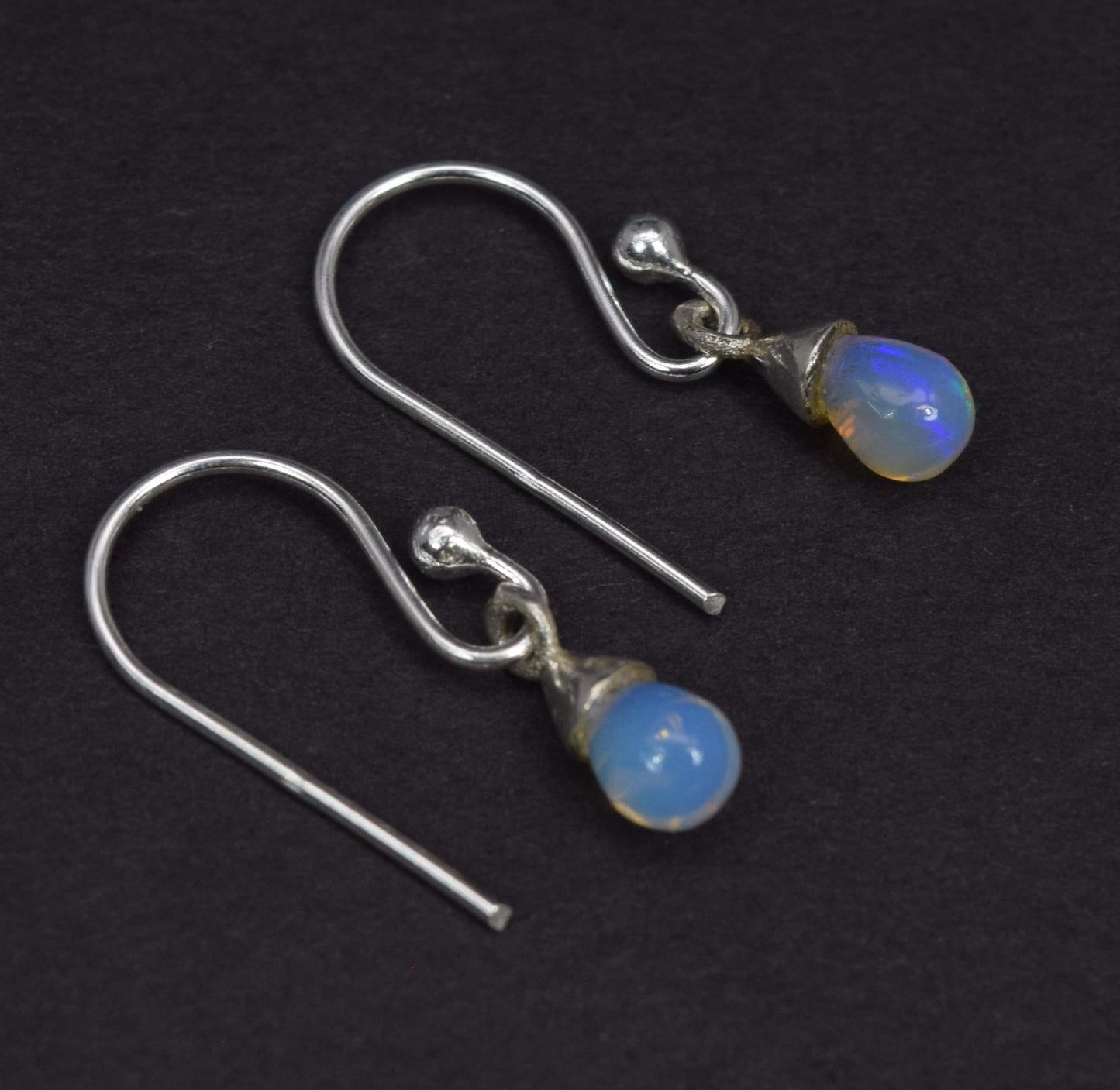 925 Solid Sterling Silver Ethiopian Opal Hook Earring-0.6 Inch