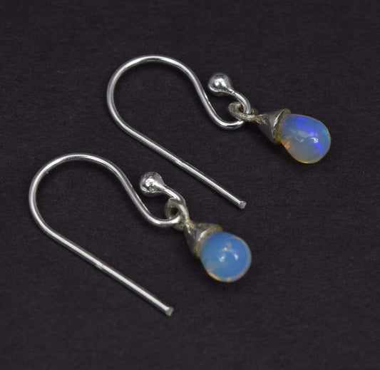 925 Solid Sterling Silver Ethiopian Opal Hook Earring-0.6 Inch