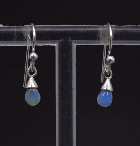 925 Solid Sterling Silver Natural Ethiopian Opal Drop Hook Earring - 1 Grams