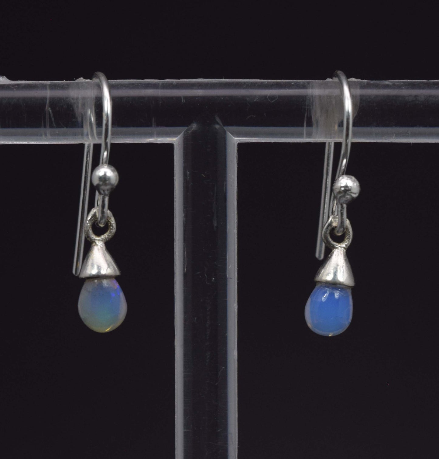 925 Solid Sterling Silver Ethiopian Opal Hook Earring-0.6 Inch