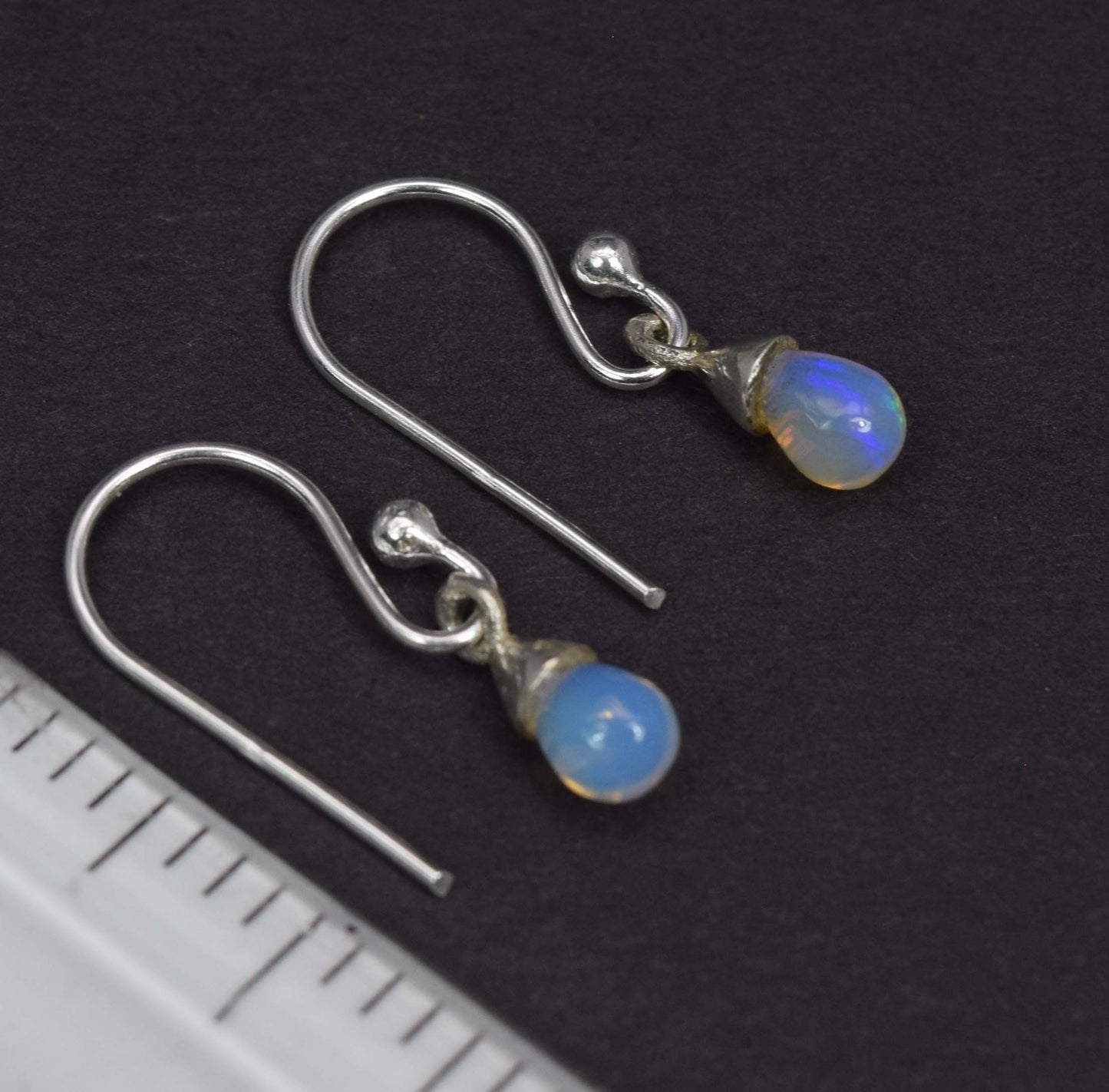 925 Solid Sterling Silver Natural Ethiopian Opal Drop Hook Earring - 1 Grams