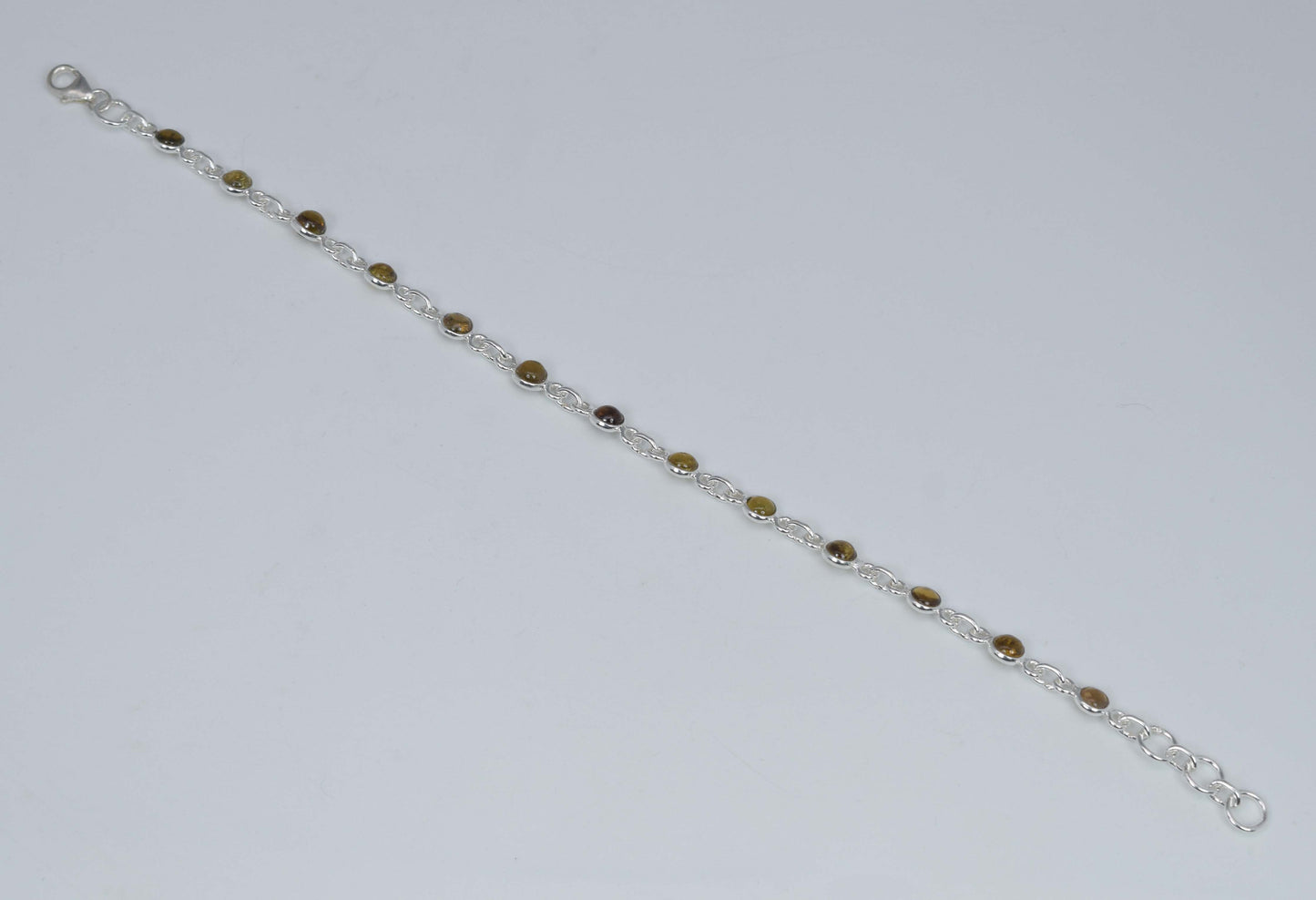 925 Solid Sterling Silver Yellow Tourmaline HANDMADE BRACELET-8 Inch