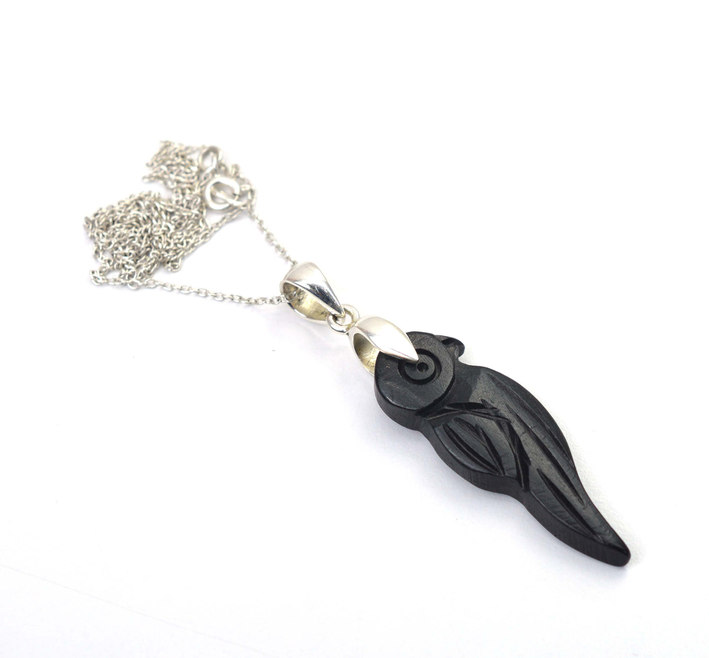 925 SOLID STERLING SILVER WOODEN CRAFTED CHAIN PENDANT -20.2 INCH