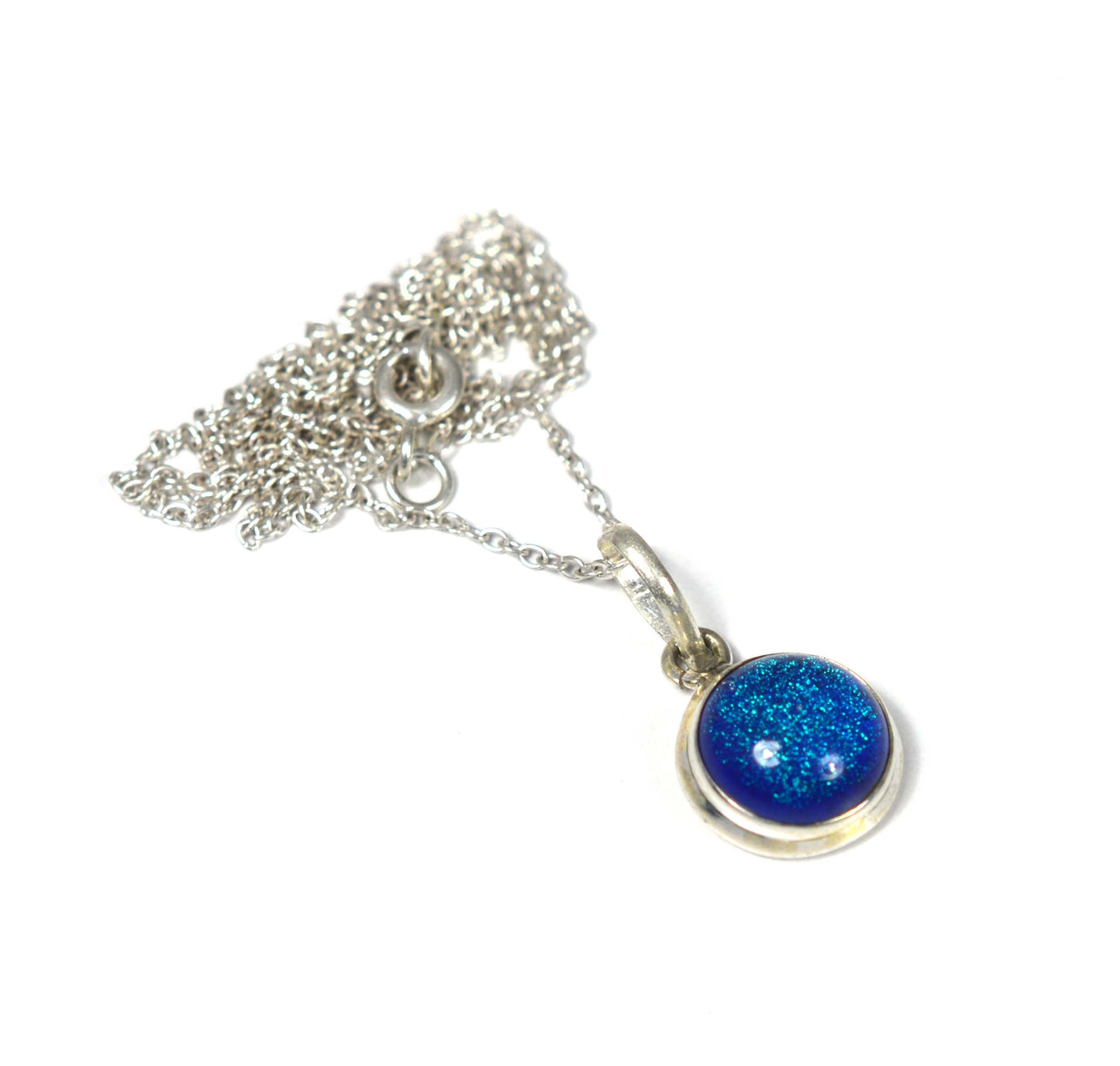 925 SOLID STERLING SILVER DICHO GLASS CHAIN PENDANT -18.8 INCH