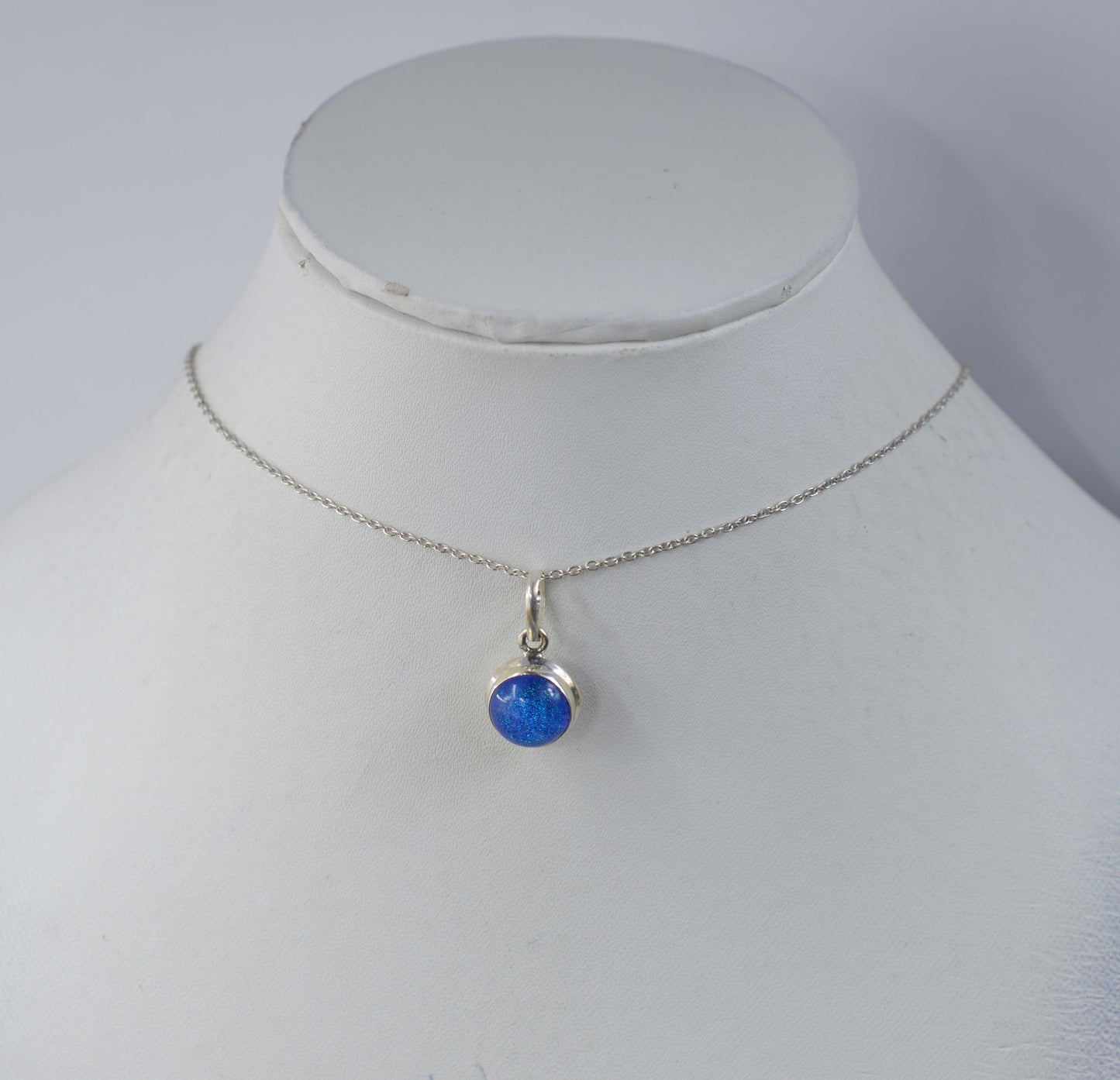 925 SOLID STERLING SILVER DICHO GLASS CHAIN PENDANT -18.8 INCH