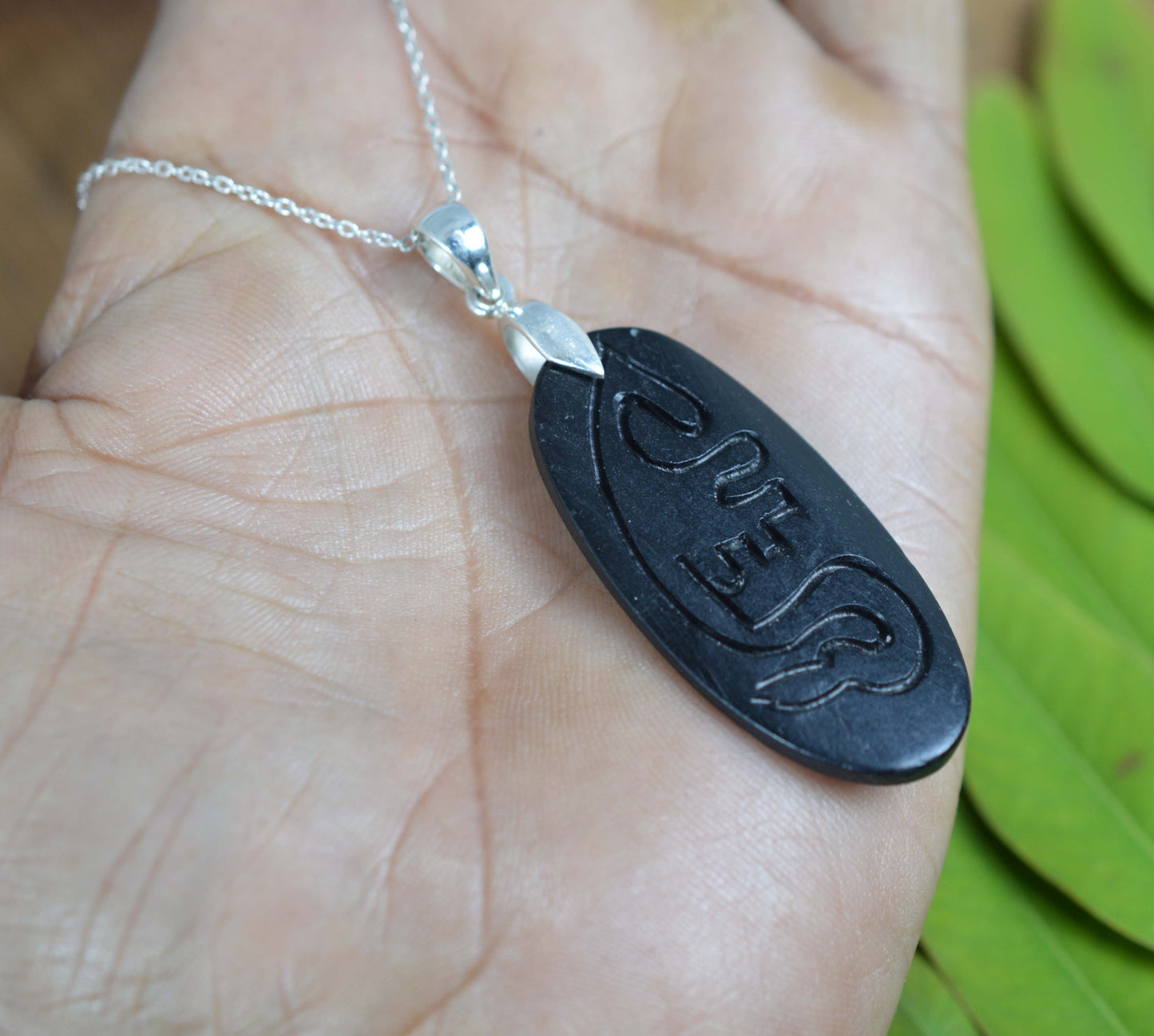 925 SOLID STERLING SILVER WODDEN CRAFTED CHAIN PENDANT -20.5 INCH