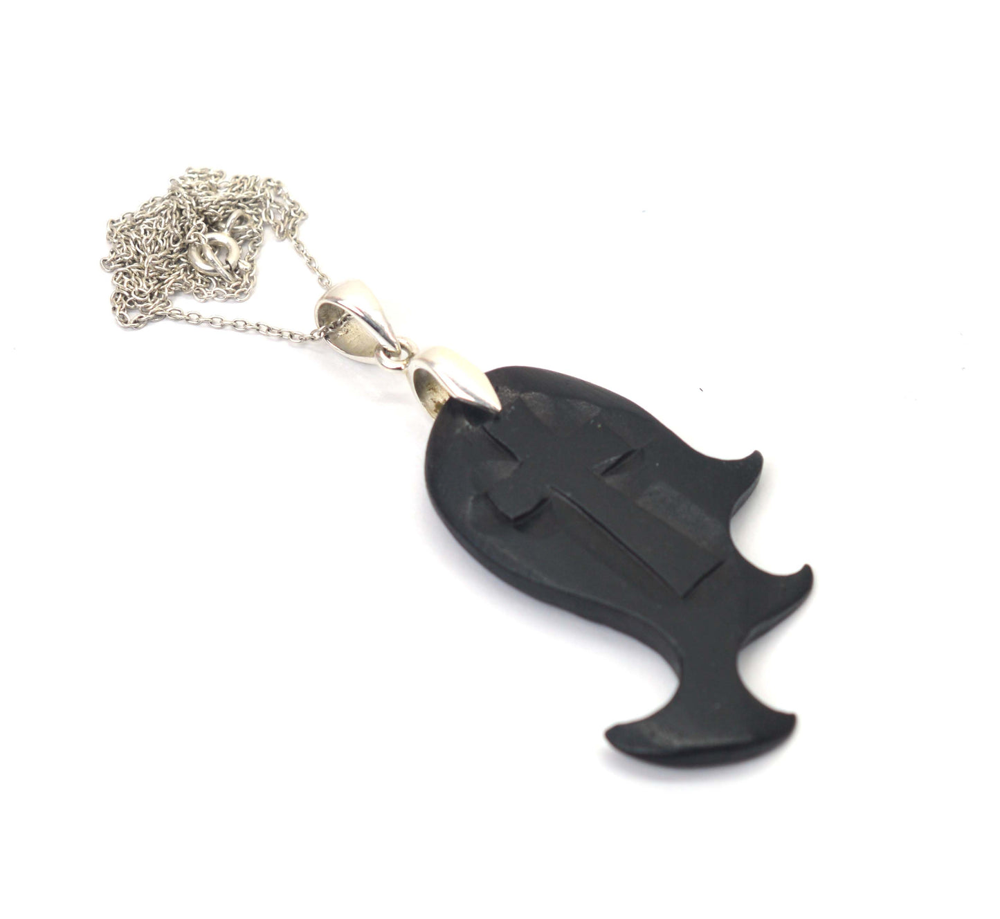 925 SOLID STERLING SILVER WODDEN CRAFTED CHAIN PENDANT -20.5 INCH