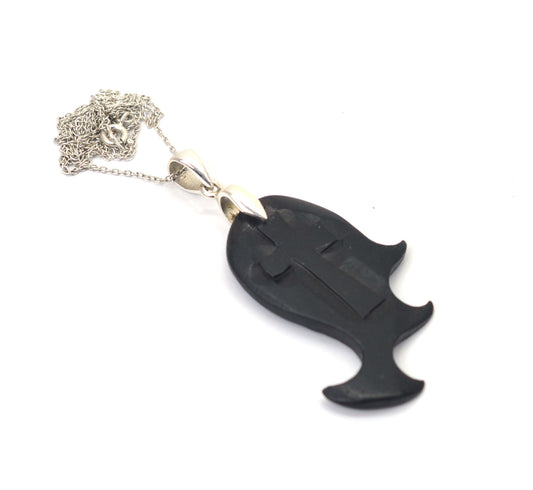 925 SOLID STERLING SILVER WODDEN CRAFTED CHAIN PENDANT -20.5 INCH