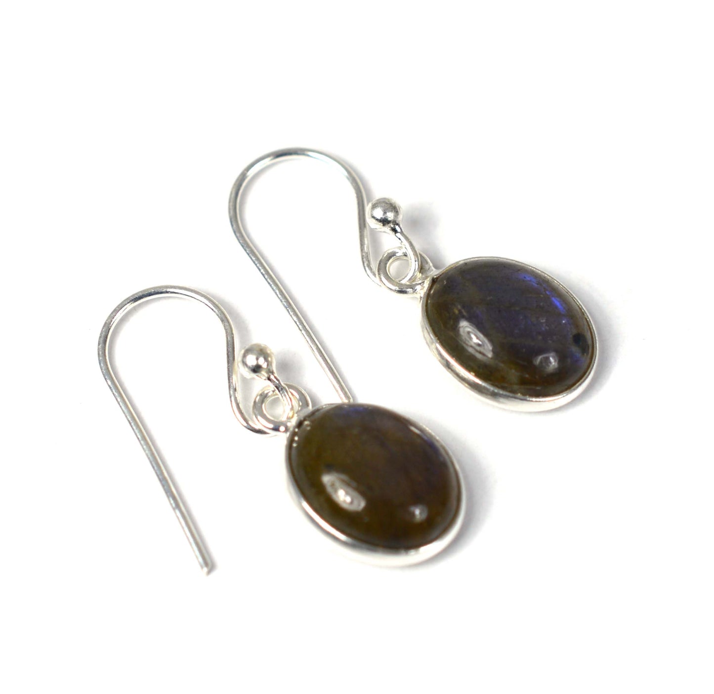 925 SOLID STERLING SILVER LABRADORITE HOOK EARRING -1 INCH