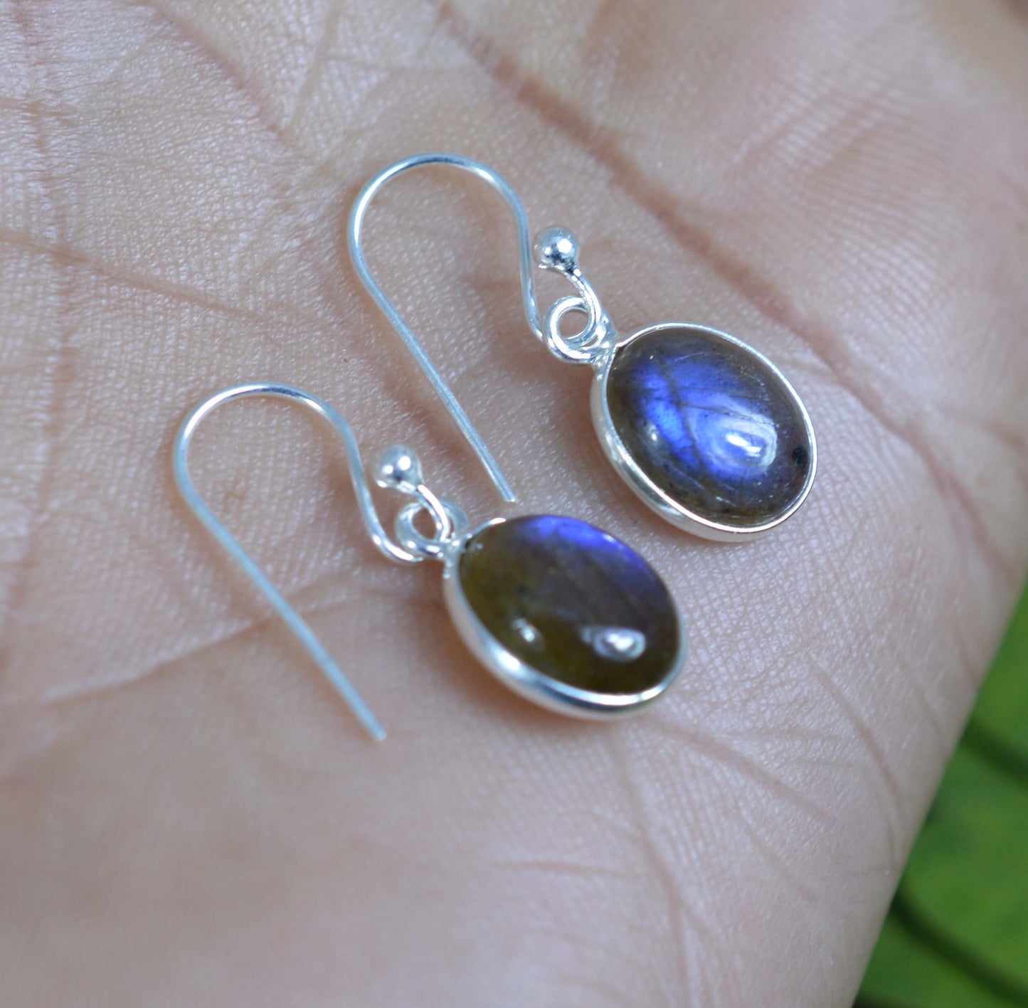 925 SOLID STERLING SILVER LABRADORITE HOOK EARRING -1 INCH