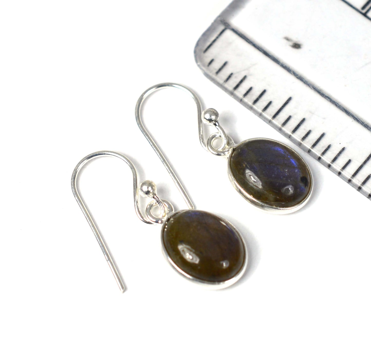 925 SOLID STERLING SILVER LABRADORITE HOOK EARRING -1 INCH