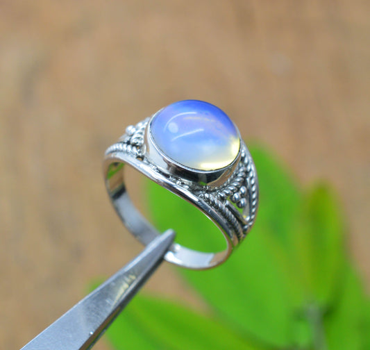 925 SOLID STERLING SILVER MILKY OPALITE RING-5.5 US i468