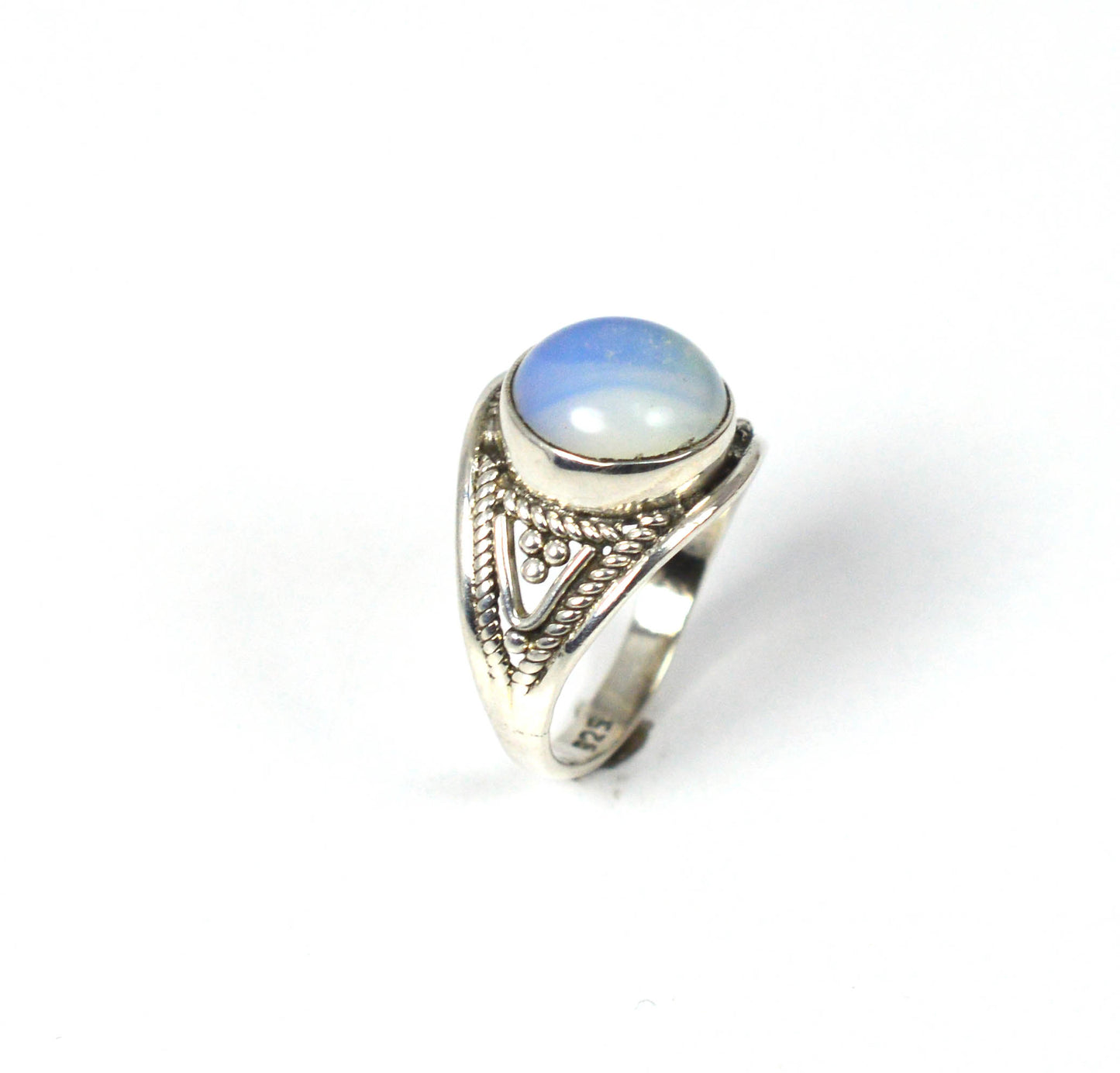 925 SOLID STERLING SILVER MILKY OPALITE RING-5.5 US i468