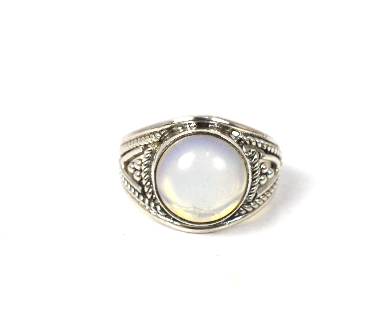 925 SOLID STERLING SILVER MILKY OPALITE RING-5.5 US i468