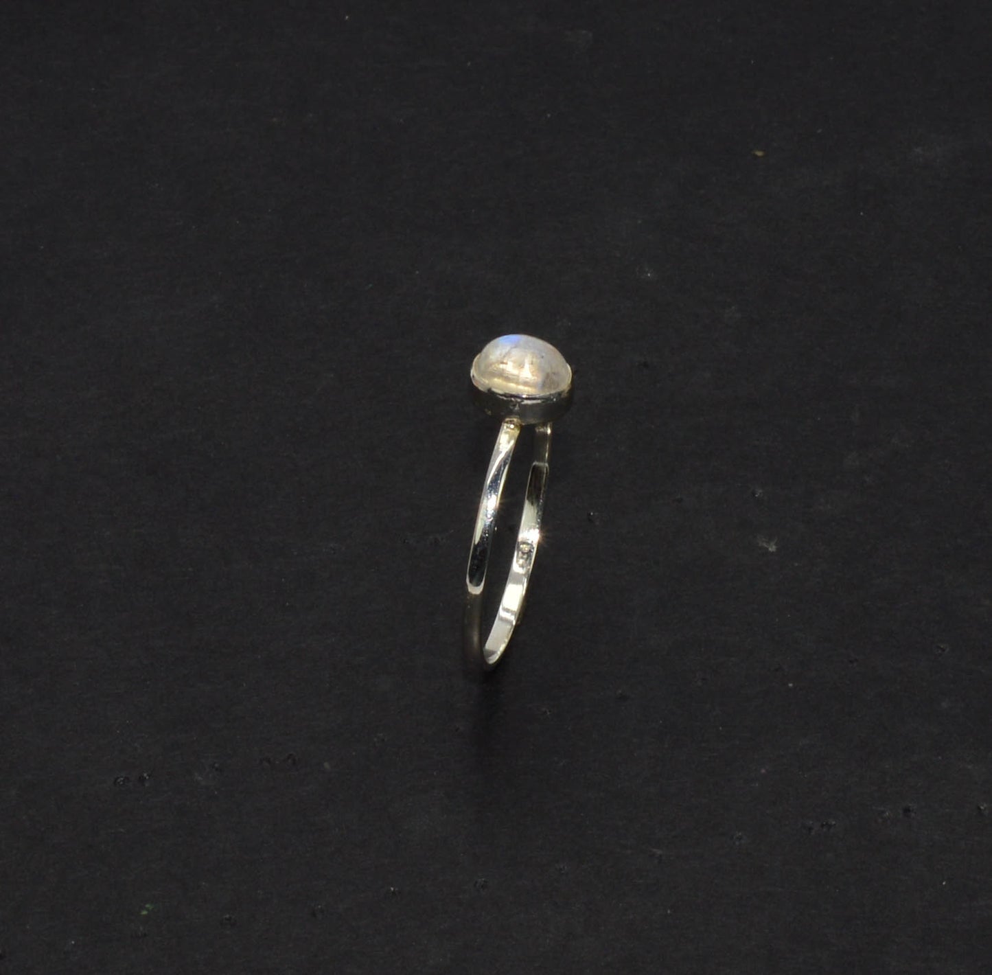 925 Solid Sterling Silver White Rainbow Moonstone Ring-8.5 US