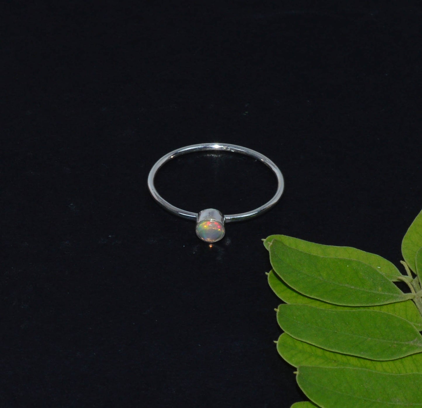 925 Solid Sterling Silver Ethiopian Opal Ring- 9 US