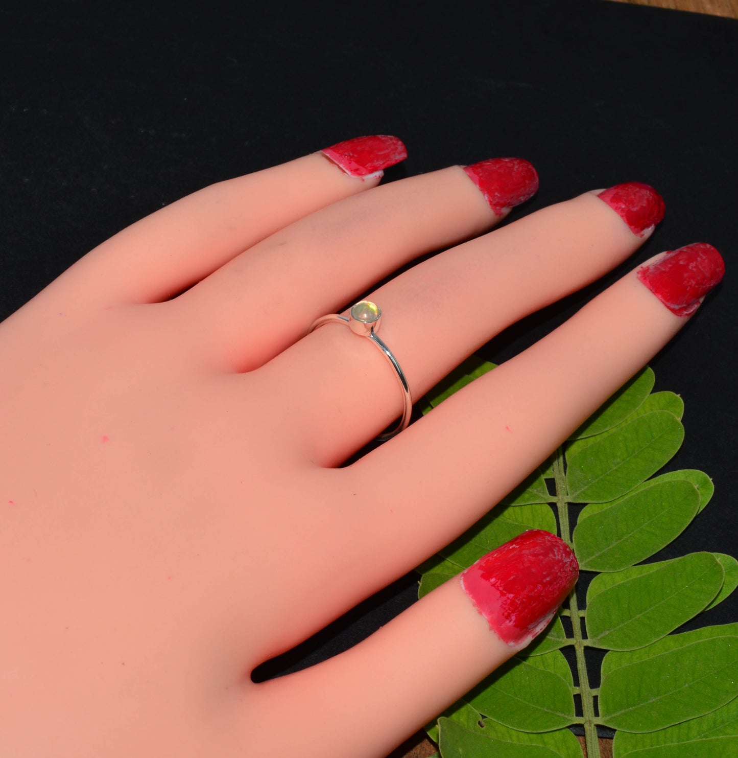 925 Solid Sterling Silver Ethiopian Opal Ring- 5.5 US