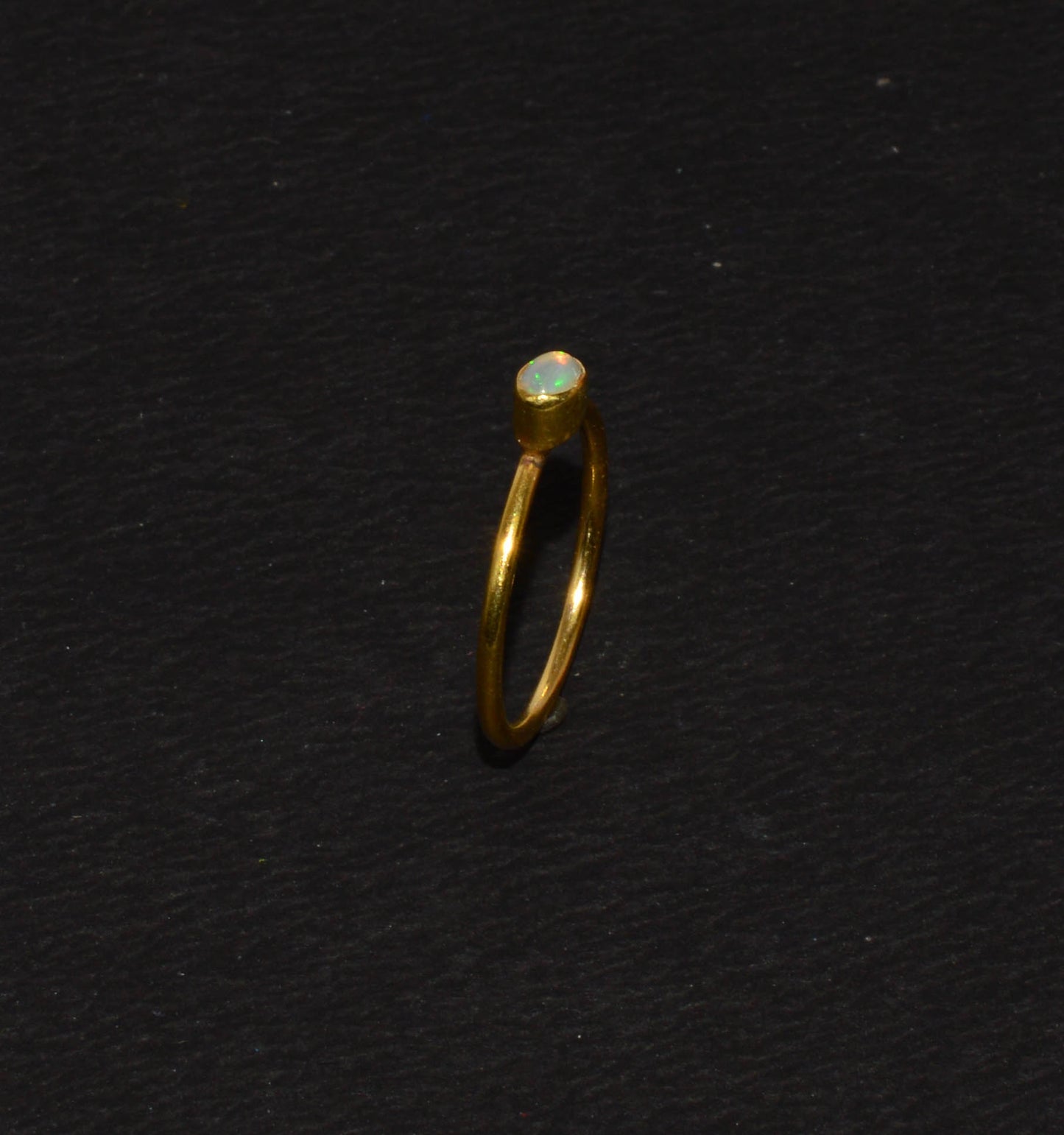 925 Solid Sterling Silver 24ct Gold Overlay Ethiopian Opal Ring