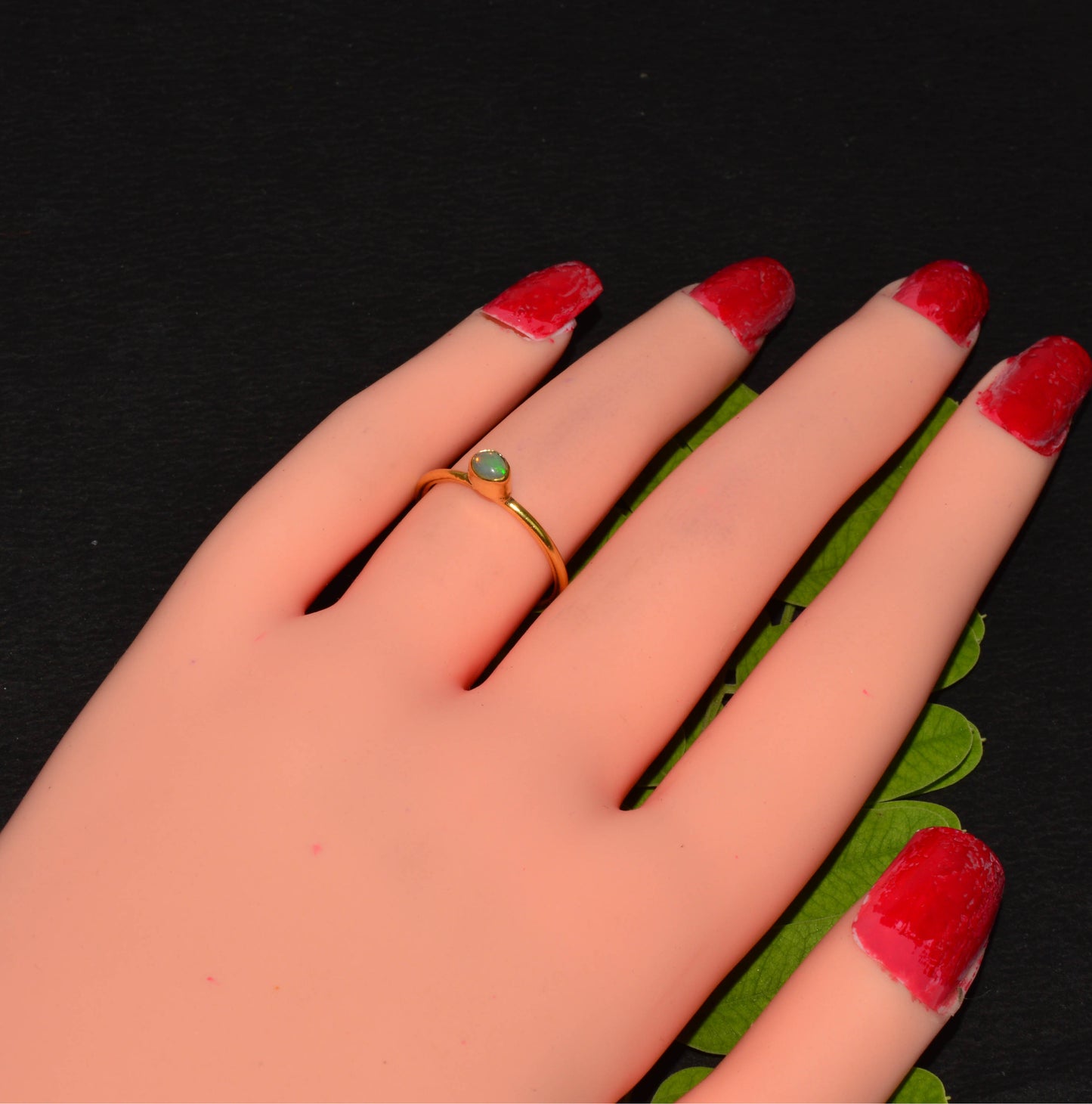 925 Solid Sterling Silver 24ct Gold Overlay Ethiopian Opal Ring