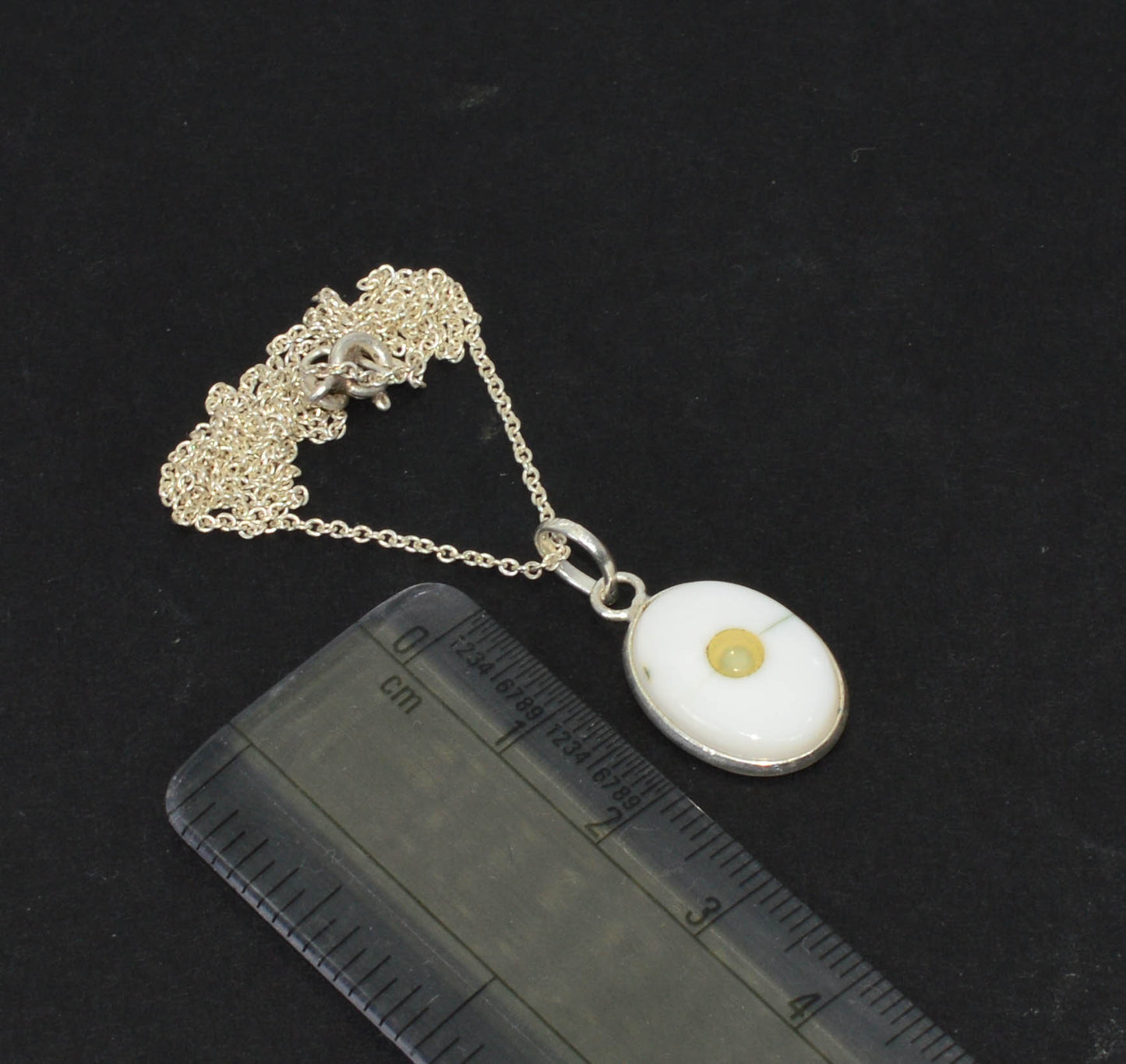 925 Solid Sterling Silver Mother Of Pearl Ethiopian Opal Chain Pendant