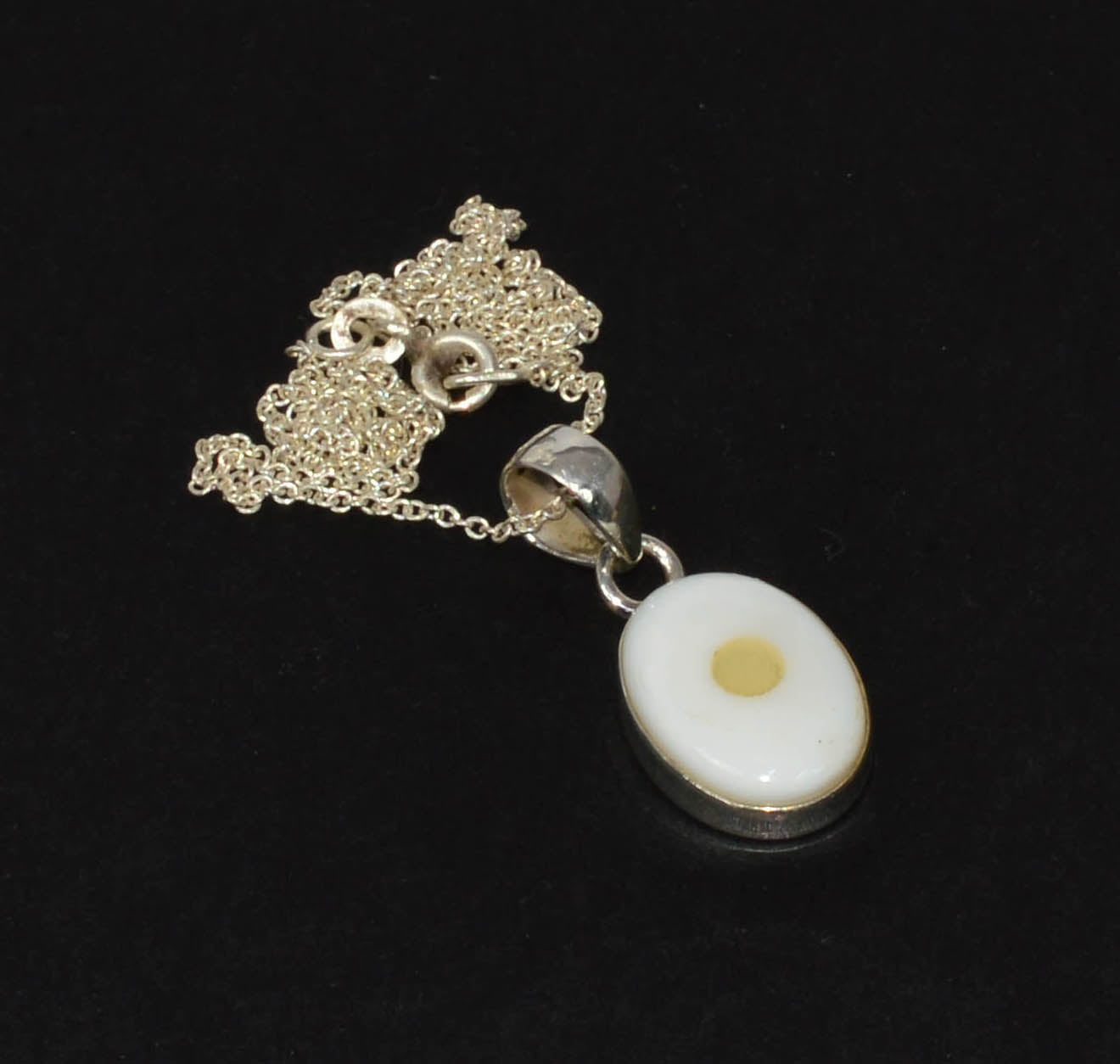 925 Sterling Silver MOTHER OF PEARL ETHIOPIAN OPAL Chain Pendant - 19.1"